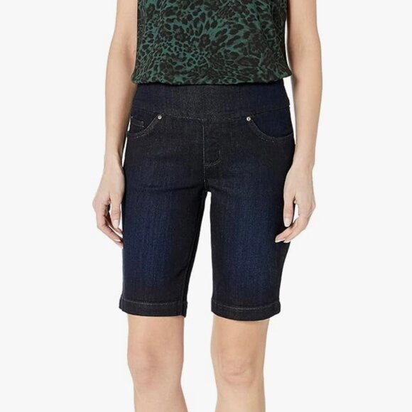 Lee Slim Fit Sculpting Pull-On Bermuda Jean Shorts in Dark Blue Wash - Picture 1 of 9